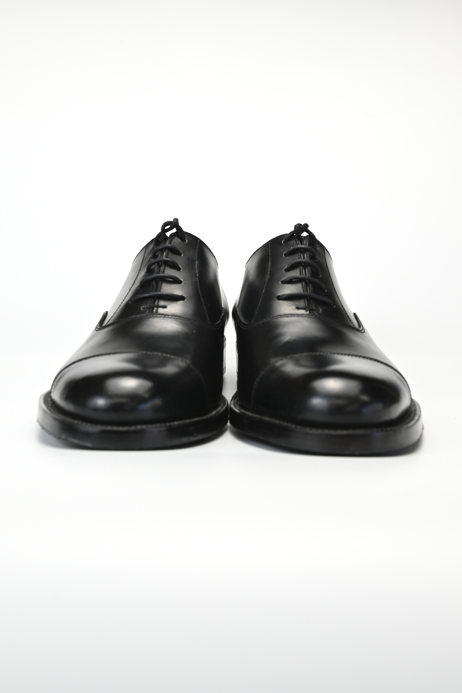 black Oxford cap toe ハンドソーンウェルテッド　 ビスポーク 革靴 キャップトゥオックスフォード（ハンドソーン・ウェル